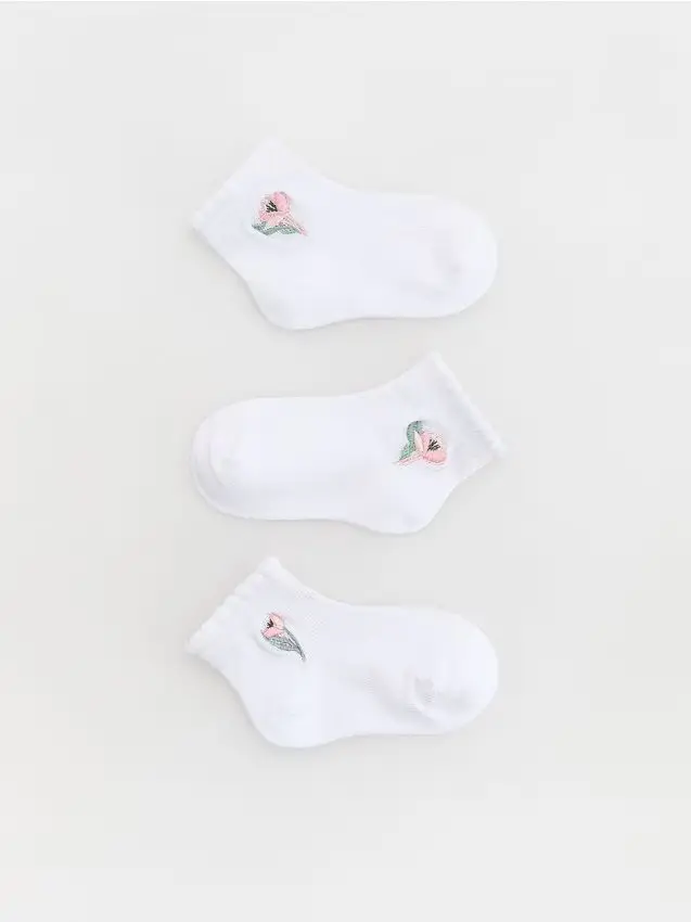 Calzini ricamati 3 pack - bianco