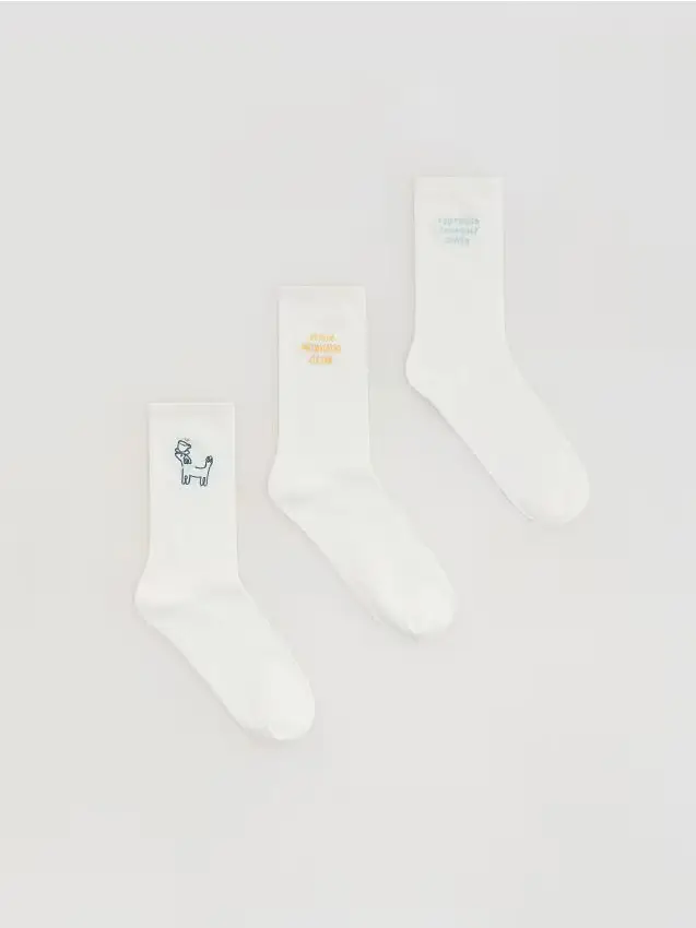 Calzini ricamati 3 pack - panna