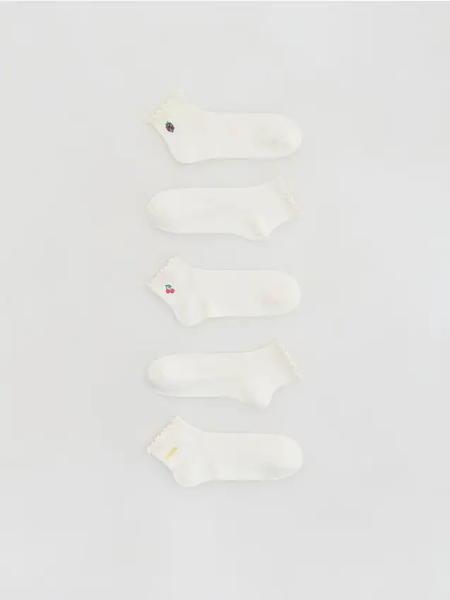 Calzini ricamati 5 pack - panna