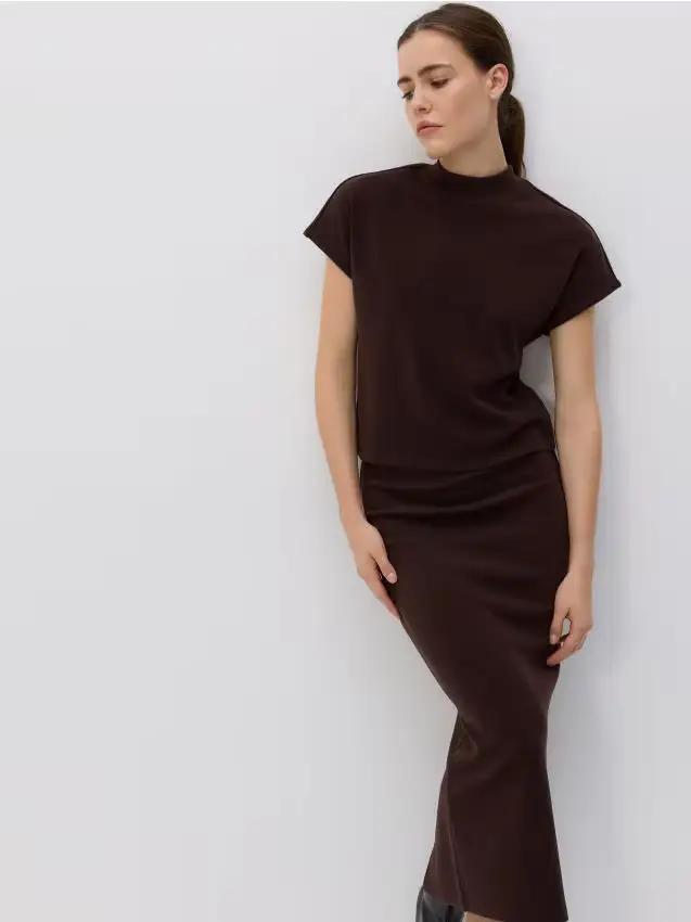 Camicetta a collo alto - marrone scuro