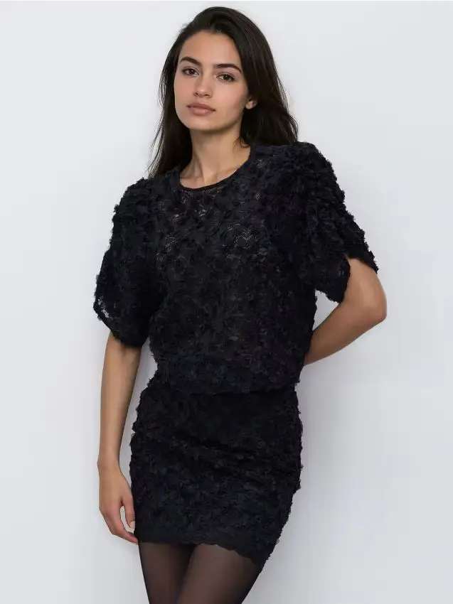 Camicetta con applicazioni - nero