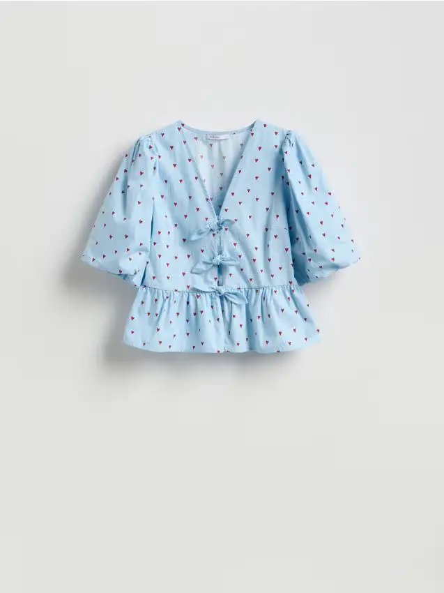 Camicetta con cuori - azzurro