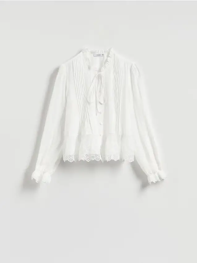 Camicetta con dettagli traforati - bianco