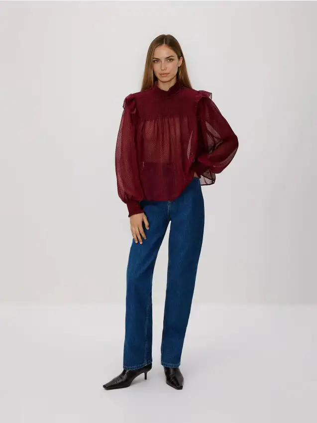Camicetta con filo metallizzato - bordeaux
