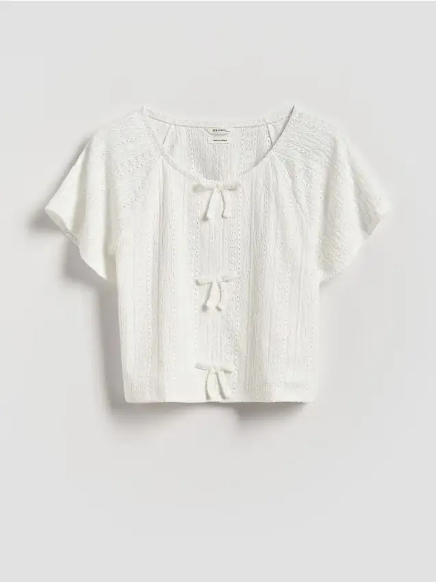 Camicetta con fiocchi - panna