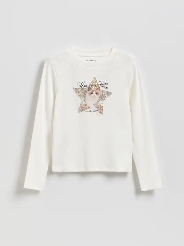 Camicetta con stampa brillante - panna