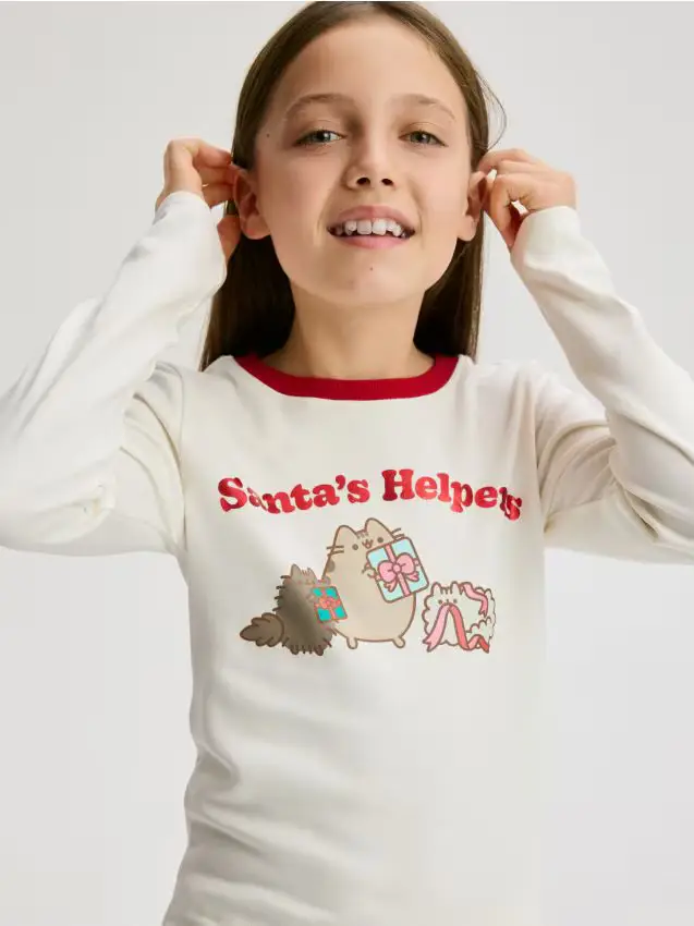 Camicetta in cotone Pusheen - panna