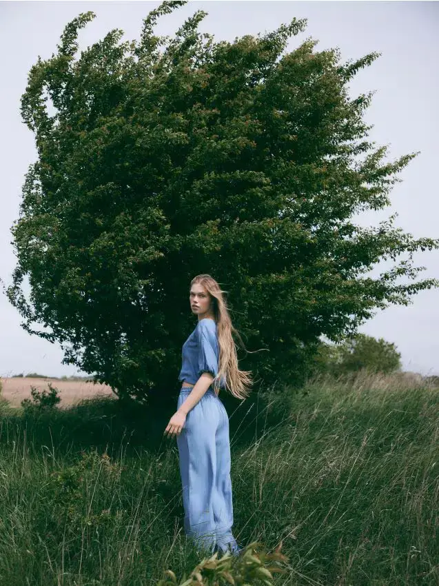 Camicetta in denim di lyocell - blu