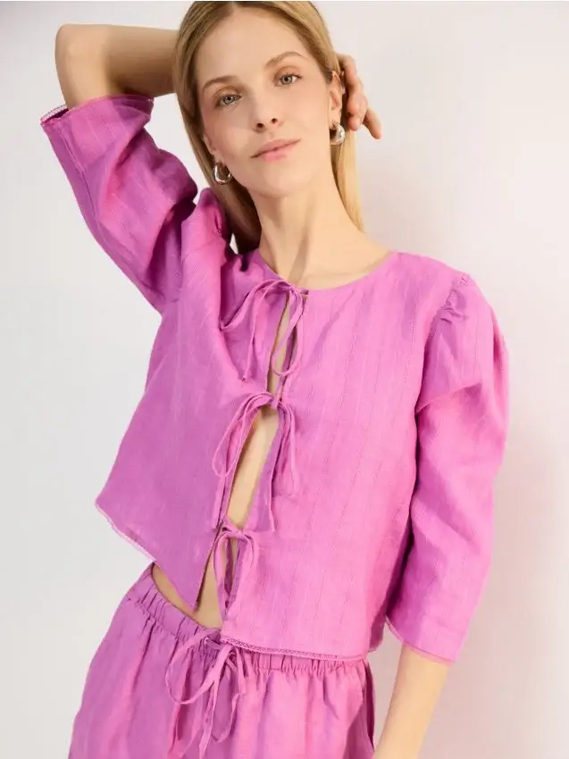Camicetta in lino - orchidea