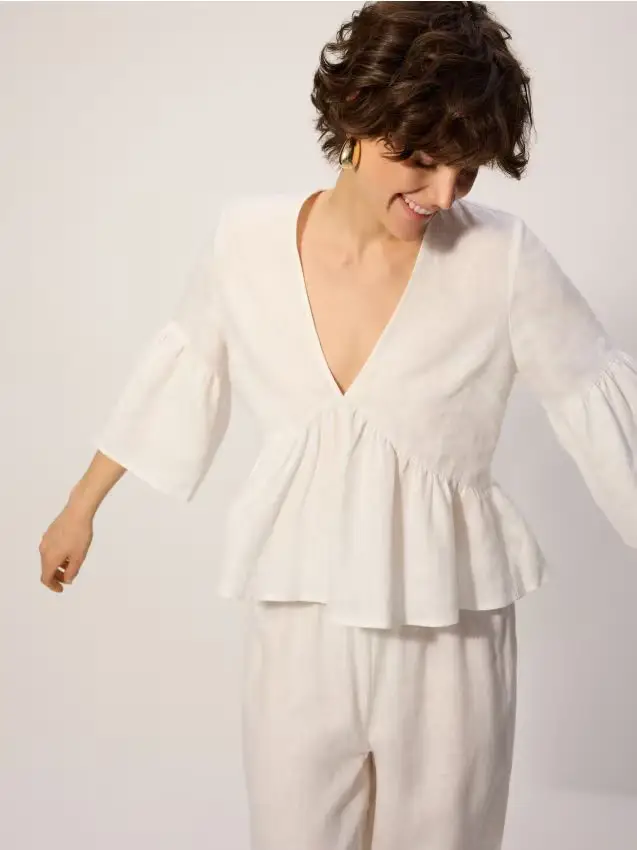 Camicetta in lino - panna