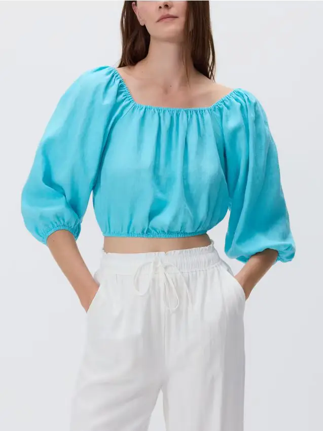 Camicetta in lino - turchese