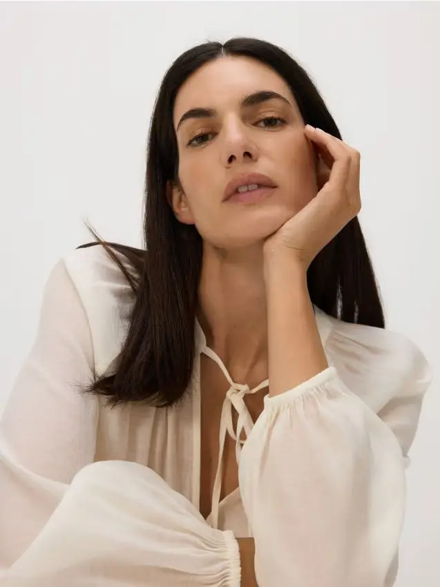 Camicetta in misto viscosa - panna