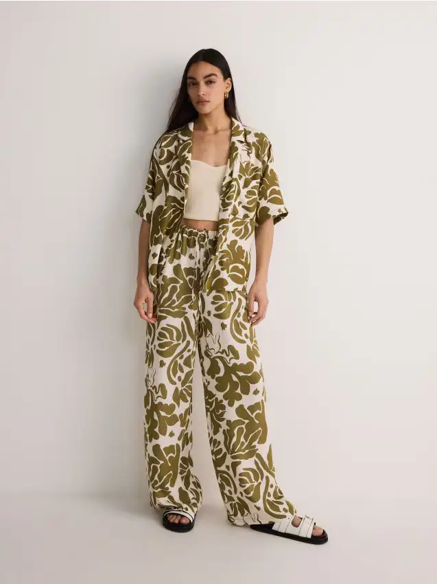 Camicia a fantasia misto lyocell - verde oliva chiaro