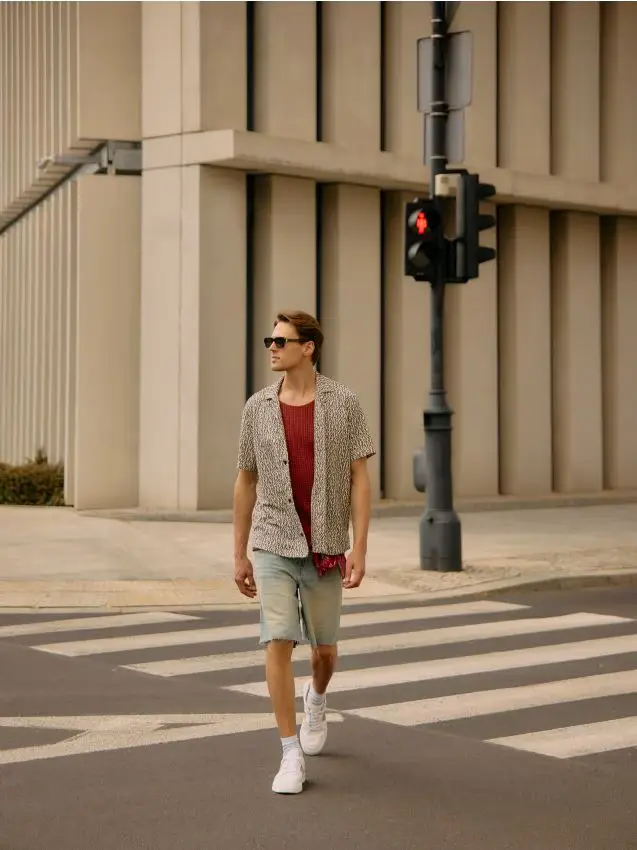 Camicia a fantasia regular fit - beige