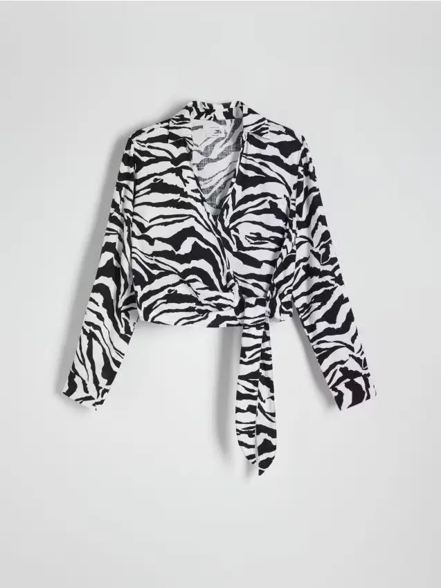 Camicia a portafoglio in misto lino - multicolore