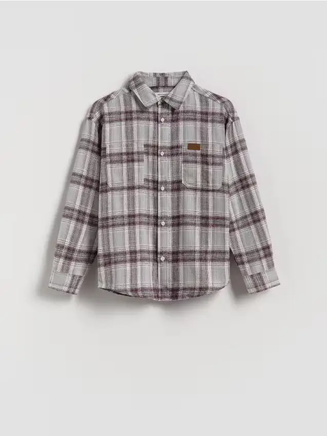 Camicia a quadri - grigio chiaro