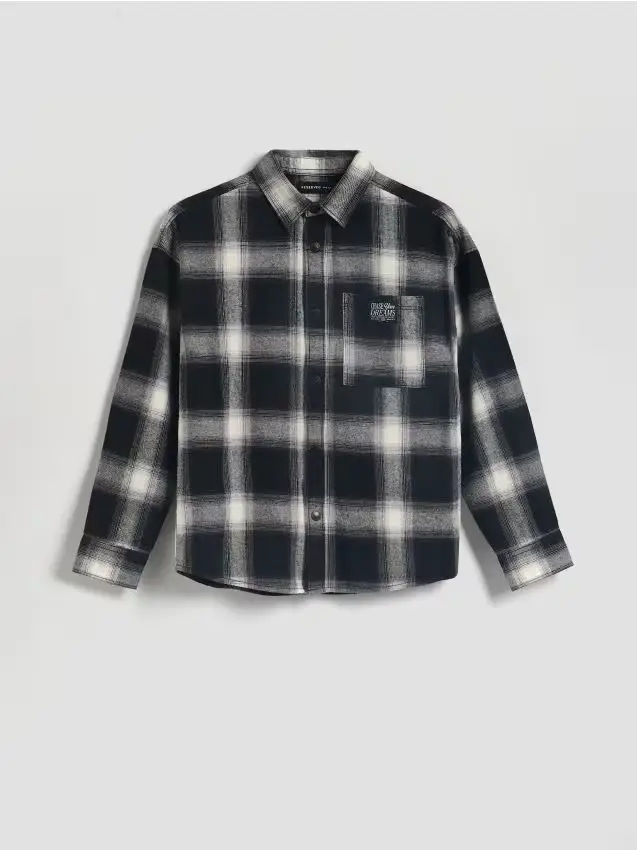 Camicia a quadri in cotone - nero