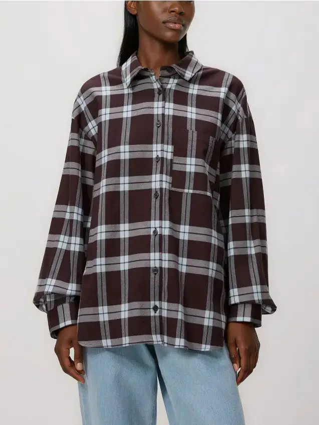 Camicia a quadri - marrone scuro