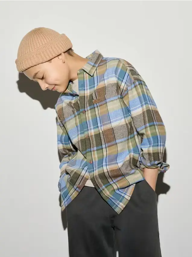 Camicia a quadri oversize - beige