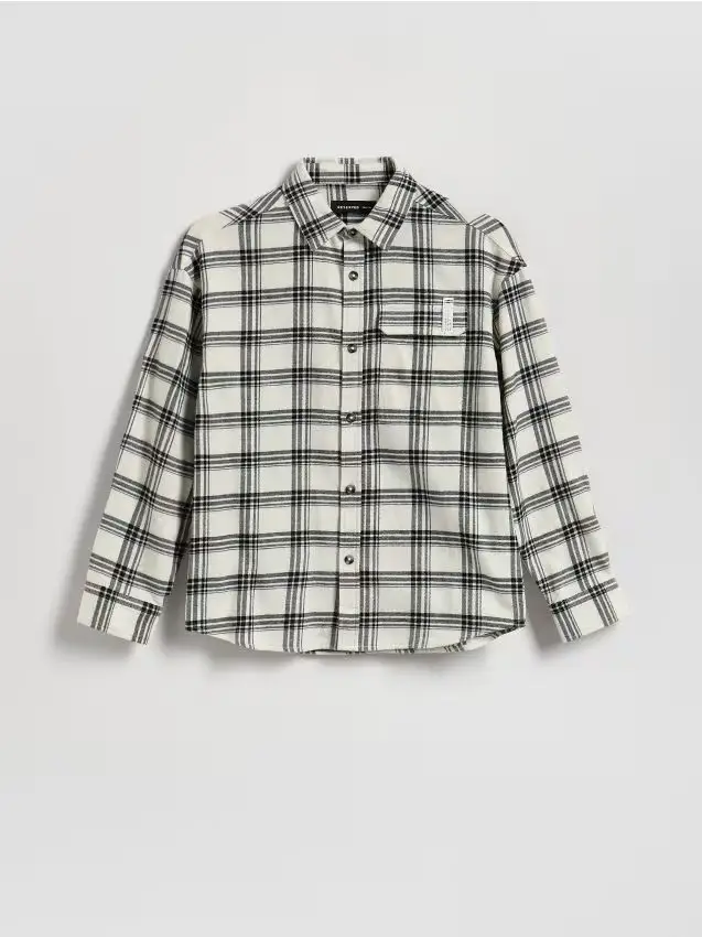 Camicia a quadri oversize - panna
