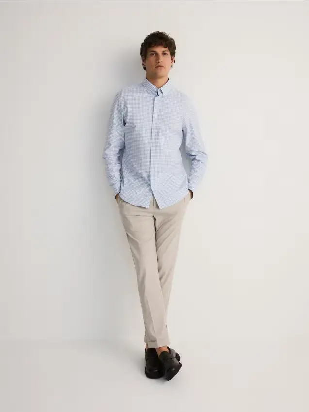 Camicia a quadri slim fit - azzurro