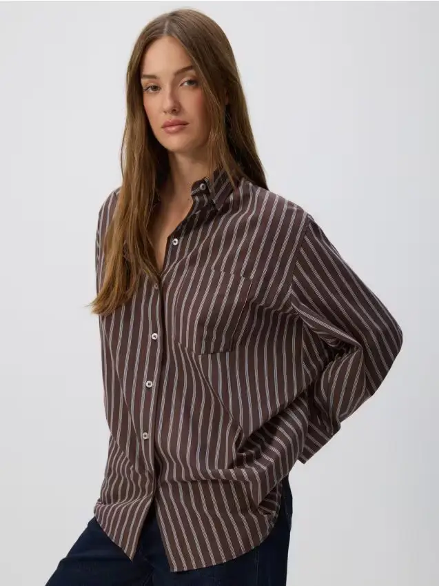 Camicia a righe - marrone scuro