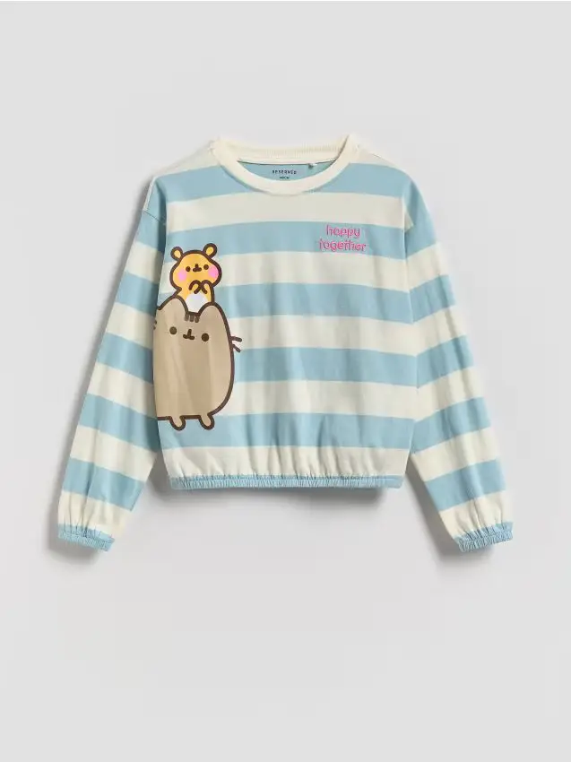 Camicia a righe Pusheen - blu pallido