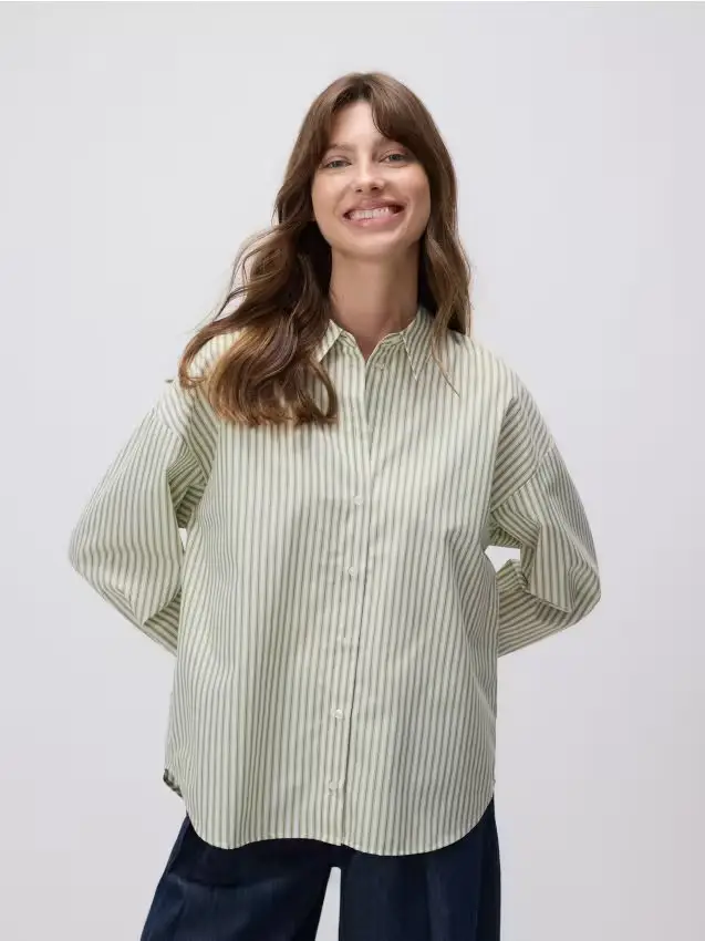 Camicia a righe - verde chiaro