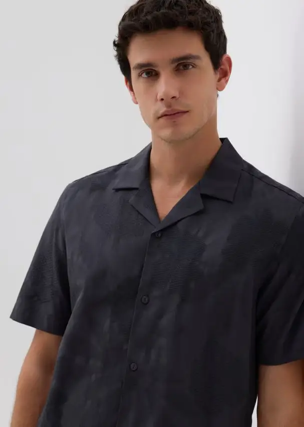 Camicia a taglio standard in misto cotone - grigio scuro