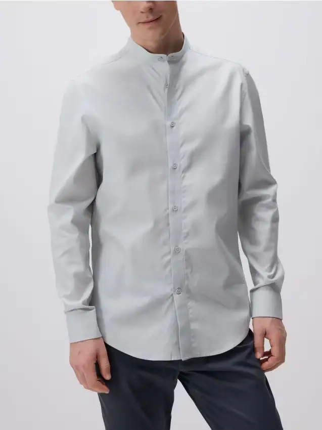 Camicia a taglio standard in misto cotone - verde pallido