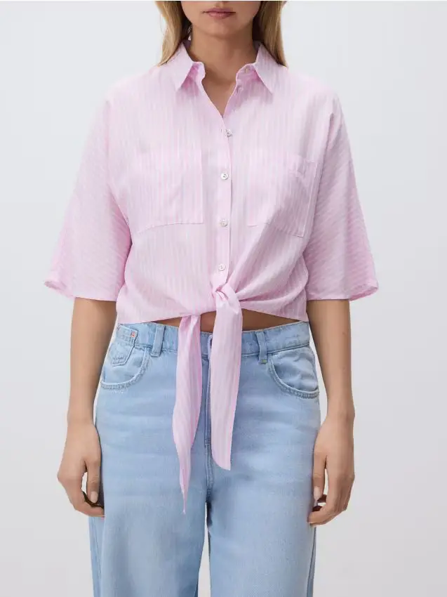 Camicia annodata in viscosa - rosa