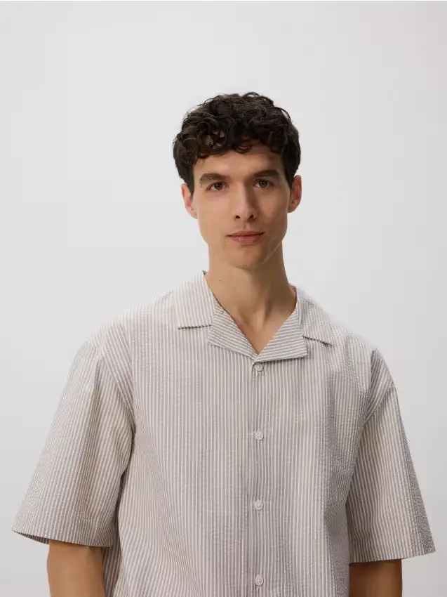 Camicia comfort fit in cotone - beige