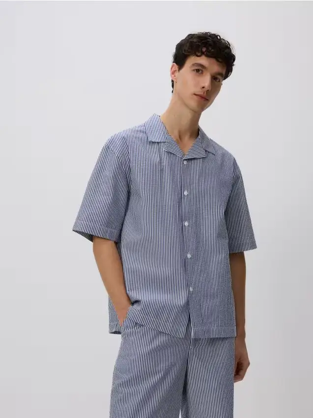 Camicia comfort fit in cotone - blu scuro