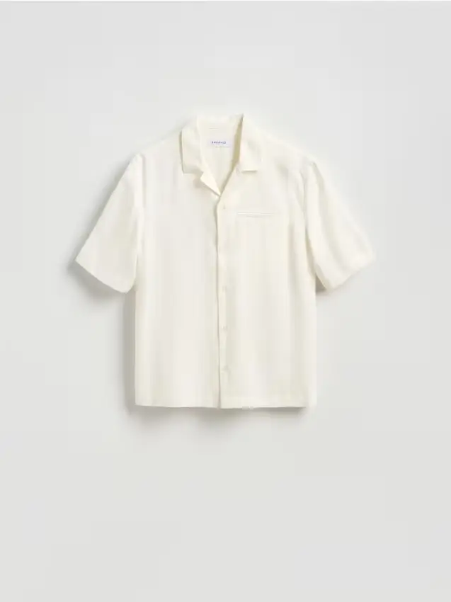 Camicia comfort fit in lyocell - bianco
