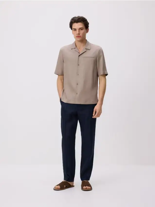 Camicia comfort fit in lyocell - caffè