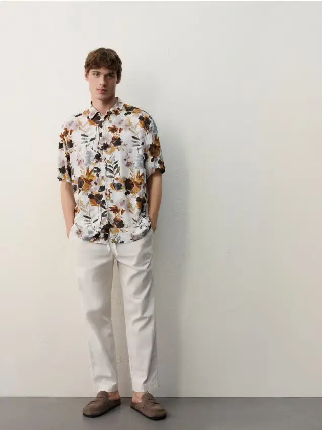 Camicia comfort fit in viscosa - multicolore