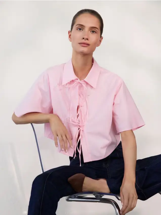 Camicia con allacciatura - rosa pastello