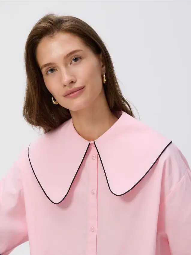 Camicia con colletto ampio - rosa