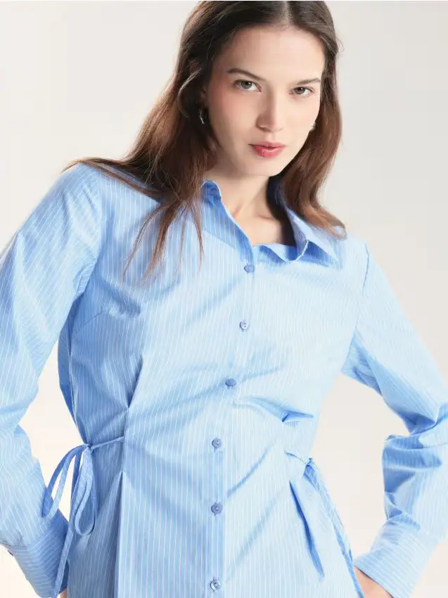 Camicia con lacci - azzurro