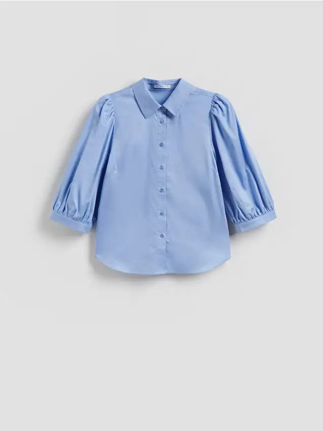 Camicia con maniche a palloncino - azzurro
