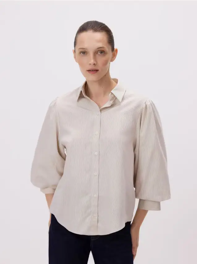 Camicia con maniche a palloncino - multicolore