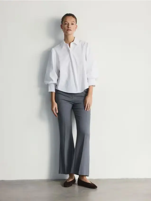 Camicia con maniche a palloncino - panna