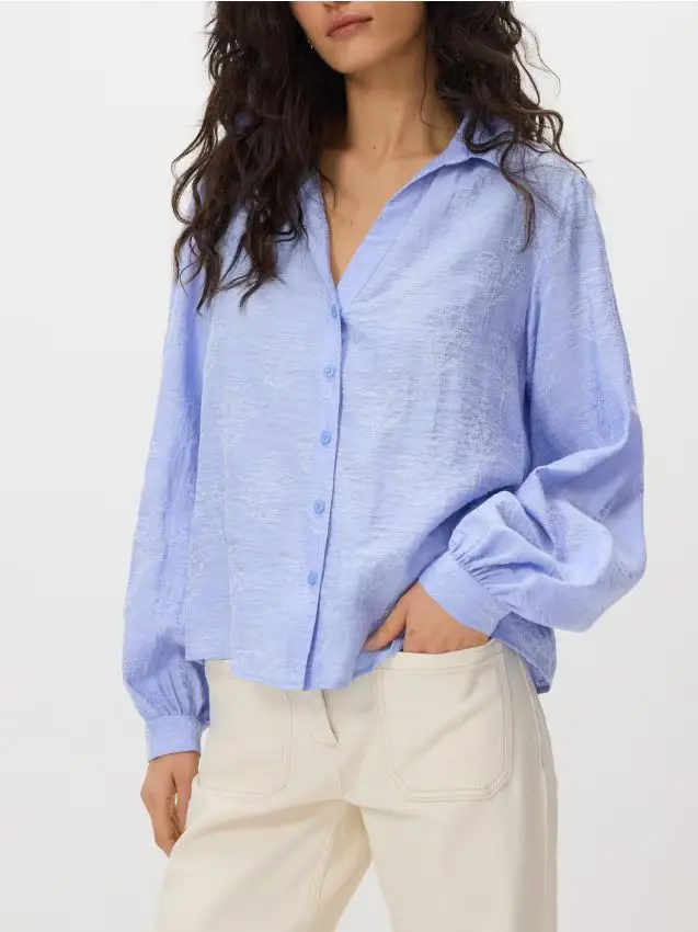 Camicia con motivo ricamato - blu pallido