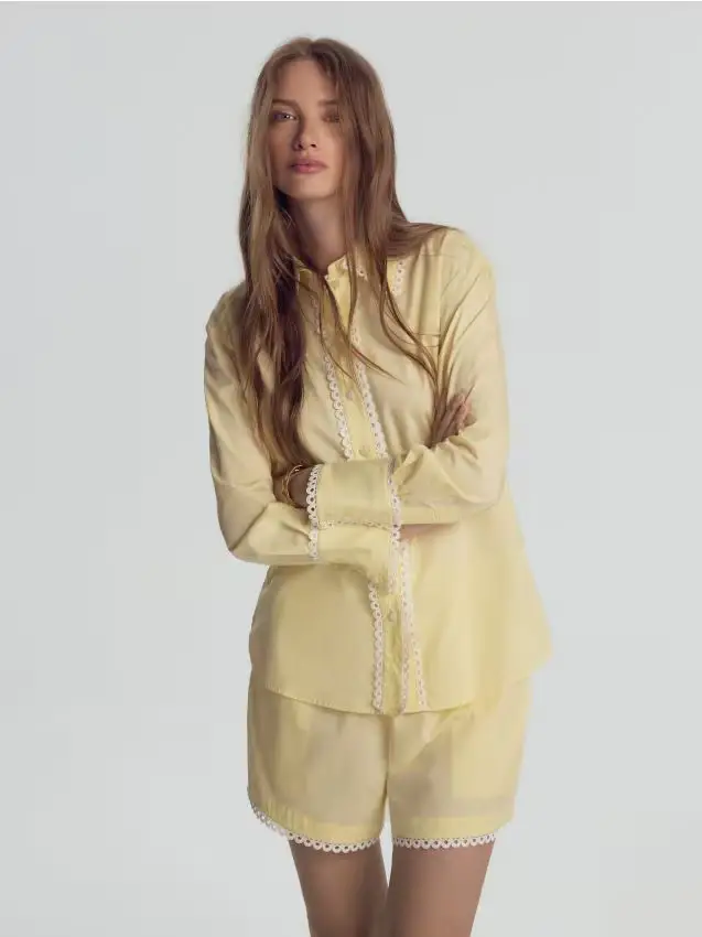 Camicia con pizzo - giallo chiaro