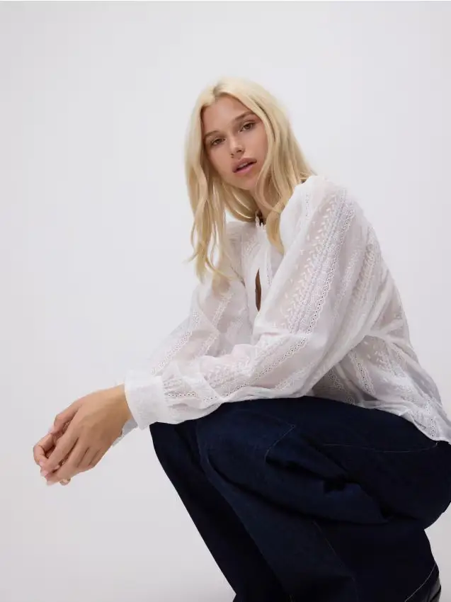 Camicia con ricamo - bianco