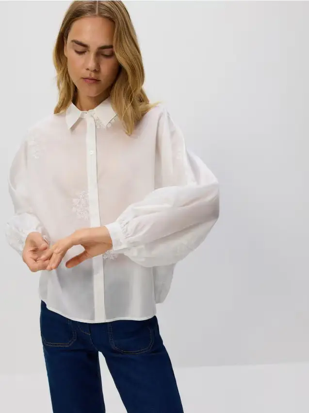 Camicia con ricamo - bianco