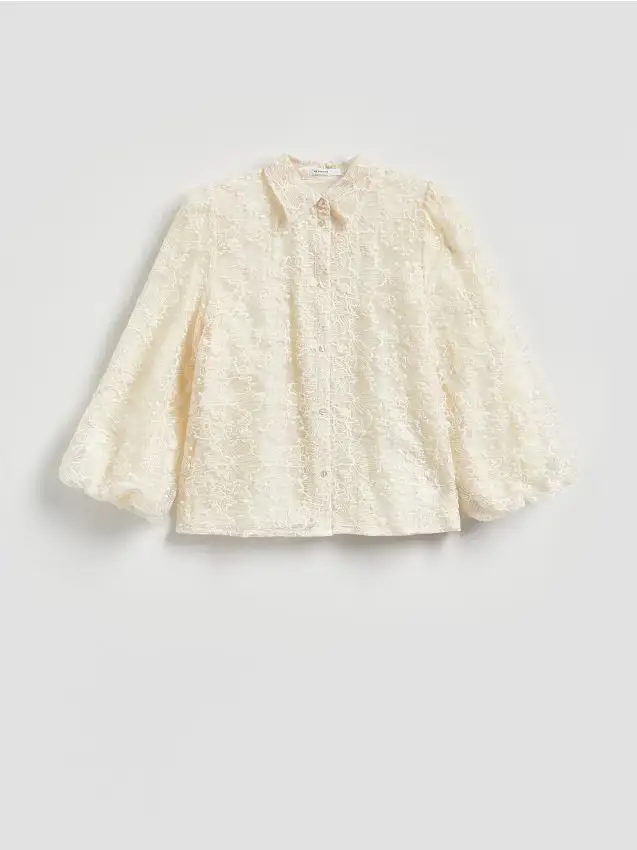 Camicia con ricamo - panna