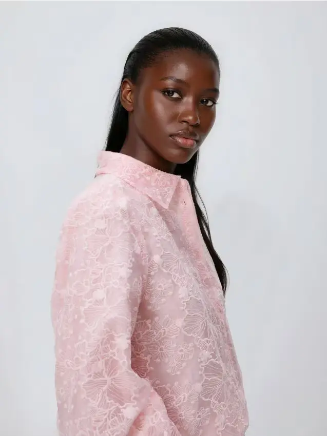 Camicia con ricamo - rosa pastello