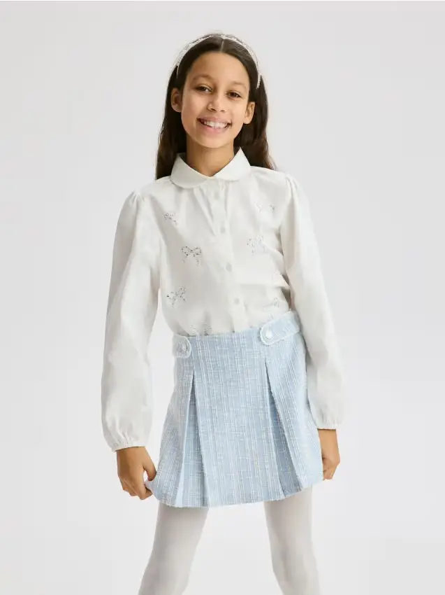 Camicia con strass - panna