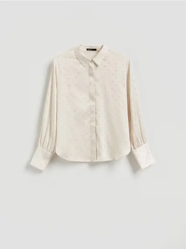 Camicia con strass - panna